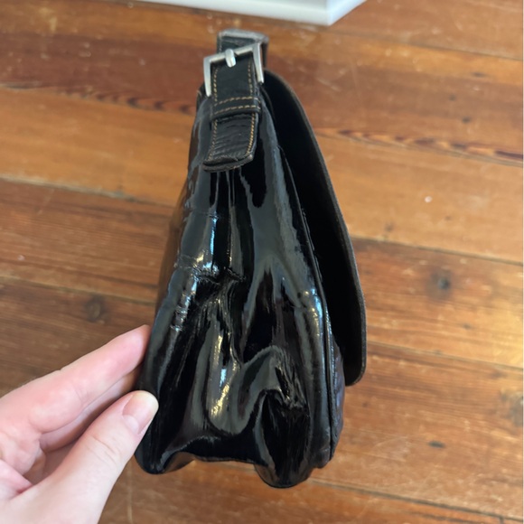 Authentic Prada Cleo Black Patent Leather Shoulder Bag Satchel Vintage Italy - Picture 5 of 16